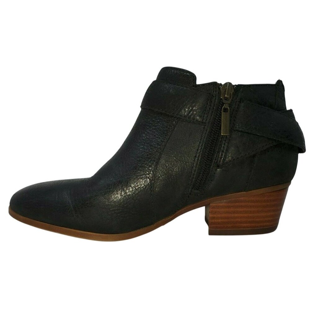 Clarks Ankle Boots Women's 6.5 M Spye Belle Black Leather Booties Harness Heeled - Picture 5 of 11